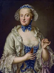 Marie-Anne de Saxe - (María Ana de Sajonia) - María Ana Sofía de Sajonia, Electra de Baviera (1728-1797) con un carrete - George Desmarees (1697-1776). Óleo sobre lienzo Dimensiones : 82x61,5 cm Colección privada