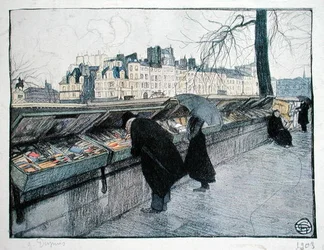 Bouquinistas a lo largo de la orilla izquierda del Sena cerca del Pont-Neuf, París