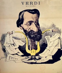 Caricatura del compositor Giuseppe Verdi por Pilotell