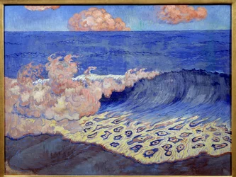 Marina azul, efectos de olas. Pintura de Georges Lacombe (1868-1916)