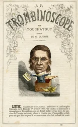 Emile LITTRE (1801-1881) - ilustración de "Le Trombinoscope", periódico político satírico de Leon-Charles Bienvenu, conocido como Touchatout (1835-1910) monografía N. 18, Imprimerie Vallee, París.
