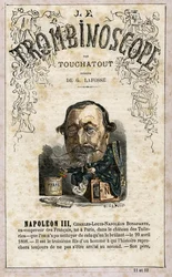 NAPOLEÓN III (1808-1873) - ilustración de "Le Trombinoscope", revista satírica política de Leon-Charles Bienvenu, conocida como Touchatout (1835-1910) monografía N. 11 e 12, París.