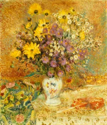 Jarrón de flores. Pintura de Georges Lemmen (1865-1916). Óleo sobre lienzo. Colección privada.
