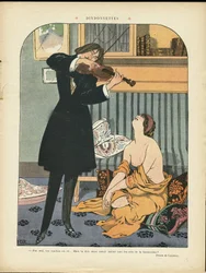 Ilustración de Georges Leonnec (1881-1940) en Le Rire, 21/09/12 - Turquía - Música, Violín