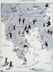 La guerra de los Balcanes: Mapa del teatro de guerra - en "La Vie Parisienne" del 26/10/1912 (impresión)