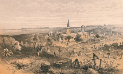 Cementerio de cuarentena e iglesia con batería francesa No. 50, 1856