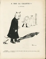 Ilustración de Georges Meunier en Le Panache, revista realista ilustrada, 20/01/04 - Realismo, Religión Fe - Combes Emile, Diablo - Animalización