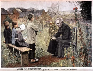 El catecismo (sacerdote y niños en el jardín) por Georges Meunier, Museo de Luxemburgo - en “Le petit Journal” del 5 de junio