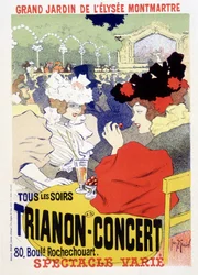 Concierto de Trianon, espectáculo diario en el gran jardín del Elysee Montmartre (Elysee-Montmartre) en París. Cartel de Georges Meunier