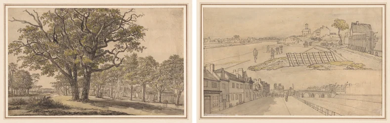 Landscape (recto) Two Views of Paris (verso) 