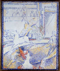 Circo. Una bailarina haciendo un número acrobático a caballo y un payaso. Boceto de Georges Seurat (1859-1891)