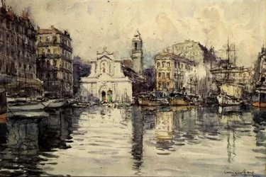 El puerto, Marsella (acuarela)