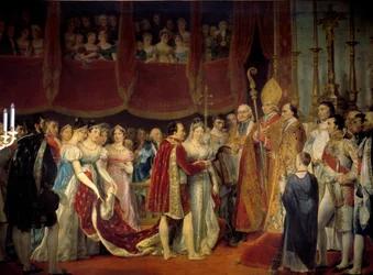 Matrimonio religioso de Napoleón I (1769-1821) con la archiduquesa María Luisa de Habsburgo-Lorena (1791-1847), 2/04/1810 en el Salón cuadrado del Louvre