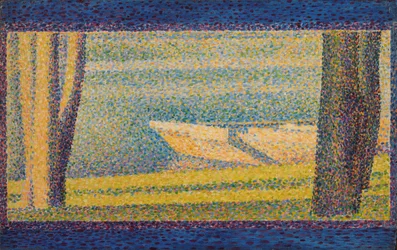 Barcas amarradas y árboles
