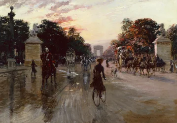 Los Campos Elíseos, París (óleo sobre lienzo)