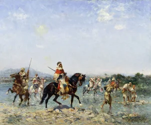 Caballería árabe cruzando un arroyo