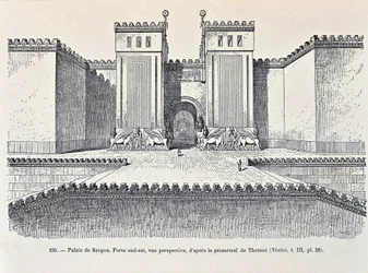 Reconstrucción de la puerta sureste del Palacio de Sargón en Dur-Sharrukin (