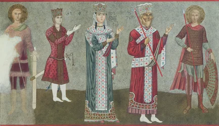 Copia de un fresco que representa a la Reina Thamar (1184-1213) y su padre el Rey Grigori III (1156-1184)