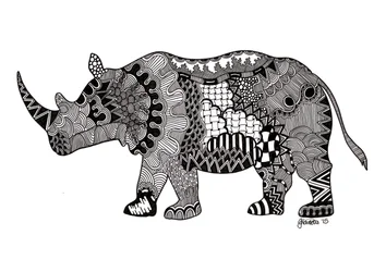 El rinoceronte, 2015 (tinta sobre cartulina)