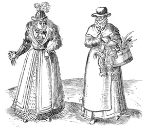 Campesina inglesa con dama de la corte, 1572