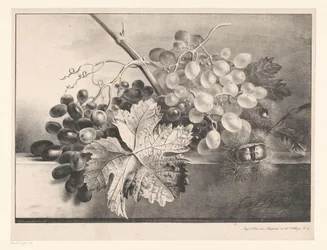 Bodegón con uvas y castañas
