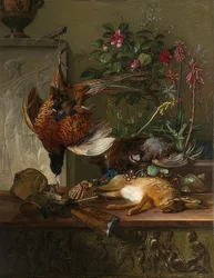 Naturaleza muerta con caza y una estela griega: Alegoría del otoño. 1818