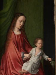 Detalle de una tabla exterior del Bautismo de Cristo, c.1502-08 (óleo sobre tabla)