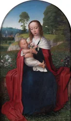 Holandés: María y niño sentados en un paisaje Virgen y niño en un paisaje