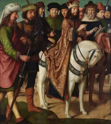 Soldados romanos y jueces judíos (óleo sobre tabla)