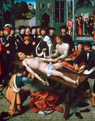 El desollamiento de Sisamnes, detalle, 1498