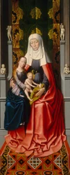 Retablo de Santa Ana: Santa Ana con la Virgen y el Niño [panel central], c.1500-1520 (óleo sobre tabla)