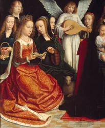 La Virgen entre los santos (detalle)