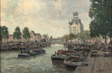 Una vista de la Witte Huis, Rotterdam (óleo sobre lienzo)