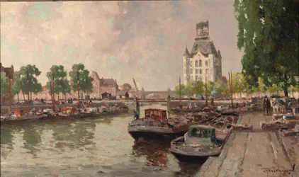 Una vista de la Witte Huis, Rotterdam (óleo sobre lienzo)