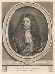 Jean de La Fontaine, del libro Les hommes illustres..., vol. I, de Charles Perrault