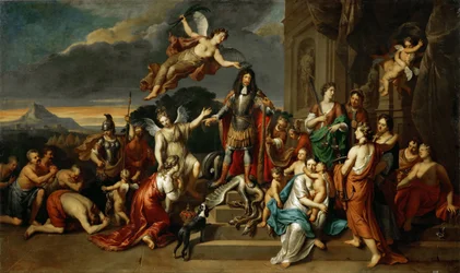 Alegoría del reinado del emperador Leopoldo I del Sacro Imperio (Sacro Imperio) (Leopoldo I de Habsburgo) (1640-1705), Emperador del Sacro Imperio Romano Germánico - Alegoría del reinado del emperador Leopoldo I por Hoet, Gerard (1648-1733) , hacia 1672 - 