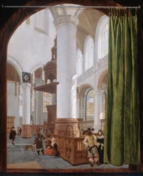 Holandés: Interieur van de Oude Kerk in Delft, 1654 Interior de la iglesia vieja de Delft