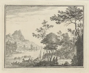 Paisaje fluvial con lugar de aterrizaje.