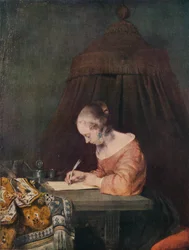 Mujer escribiendo una carta, c1655, 1938