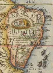 Mapa de América del Sur, 1593 (recortado)