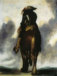 Hombre a caballo, visto desde atrás