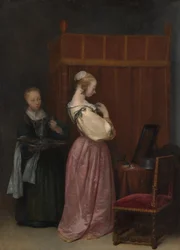 Una Joven en su Tocador con una Criada, c.1650-51