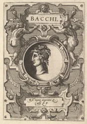 Busto de Baco rodeado de ornamentación, de la serie 