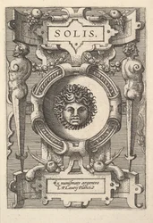 Busto de Sol rodeado de ornamentación, de la serie 