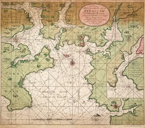 Carta del estrecho de Plymouth, extraída de la carta del Canal de la Mancha de Greenville Collins de 1693.