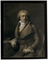Autorretrato sentado a una mesa, girado hacia la derecha