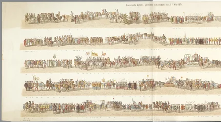 Desfile histórico en Rotterdam Procesión histórica, celebrada en Róterdam el 21 de mayo de 1874 (título sobre el objeto)