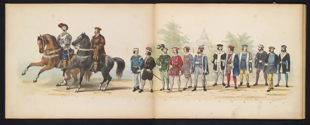 Mascarada de los estudiantes de Leiden, 1855 (lámina 4) Procesión de murgas celebrada por los miembros del cuerpo de estudiantes de Leiden el 12 de junio de 1855, en celebración del 280 aniversario de la Leidsche Hoogeschool, que representa la entrada de C