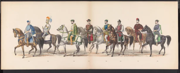 Mascarada de los estudiantes de Leiden, 1870 (lámina 13) Procesión de disfraces realizada por los miembros del cuerpo de estudiantes de Leiden el 7 de junio de 1870, en celebración del 295 aniversario de la Leidsche Hoogeschool, que representa una visita a