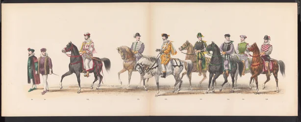 Mascarada de los estudiantes de Leiden, 1870 (lámina 8) Procesión de disfraces realizada por los miembros del cuerpo de estudiantes de Leiden el 7 de junio de 1870, en celebración del 295 aniversario de la Leidsche Hoogeschool, que representa una visita a 